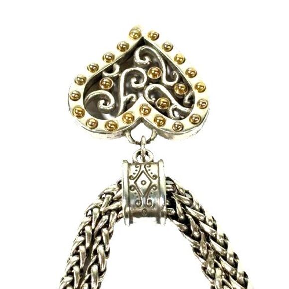 Brighton Gate of Love Studded Heart Pendant Necklace 2-Tone Gold Silver Retired - Picture 5 of 11